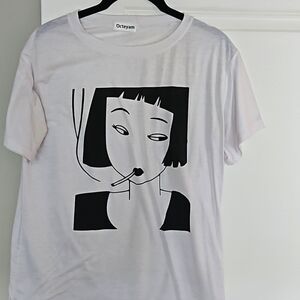 Octeyam Printed T-Shirt White and Black Medium